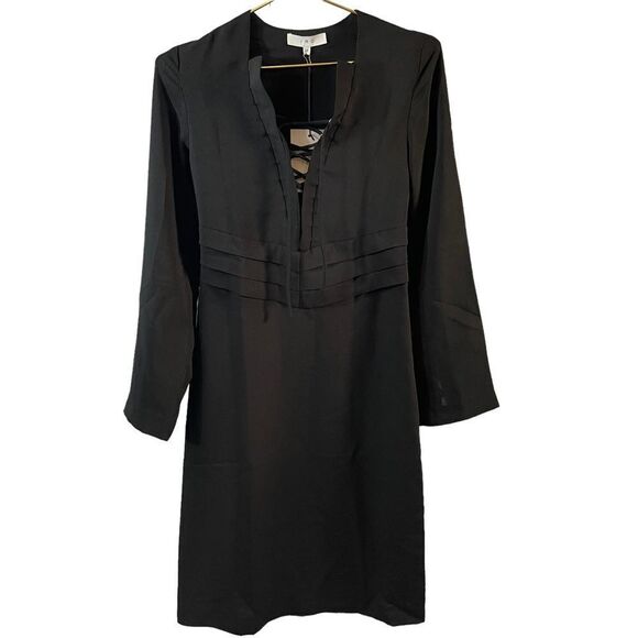 IRO Crepe A- Line Black Lace up Dress Size 34 or US 2 NWT - Picture 1 of 7